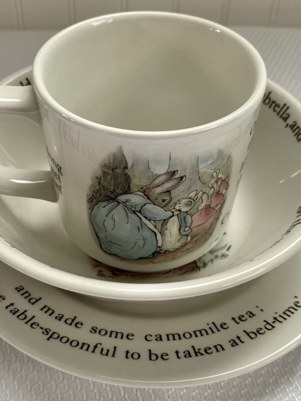 Vintage Peter Rabbit Nursery Set. Wedgwood Dishes for Baby, Child Gift.